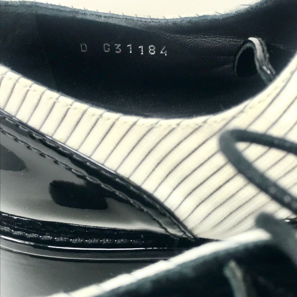 🪄100% Auth CHANEL Chunky Black Patent Pinstripe Lace Up Oxford Shoes sz 42 12 - Picture 14 of 14